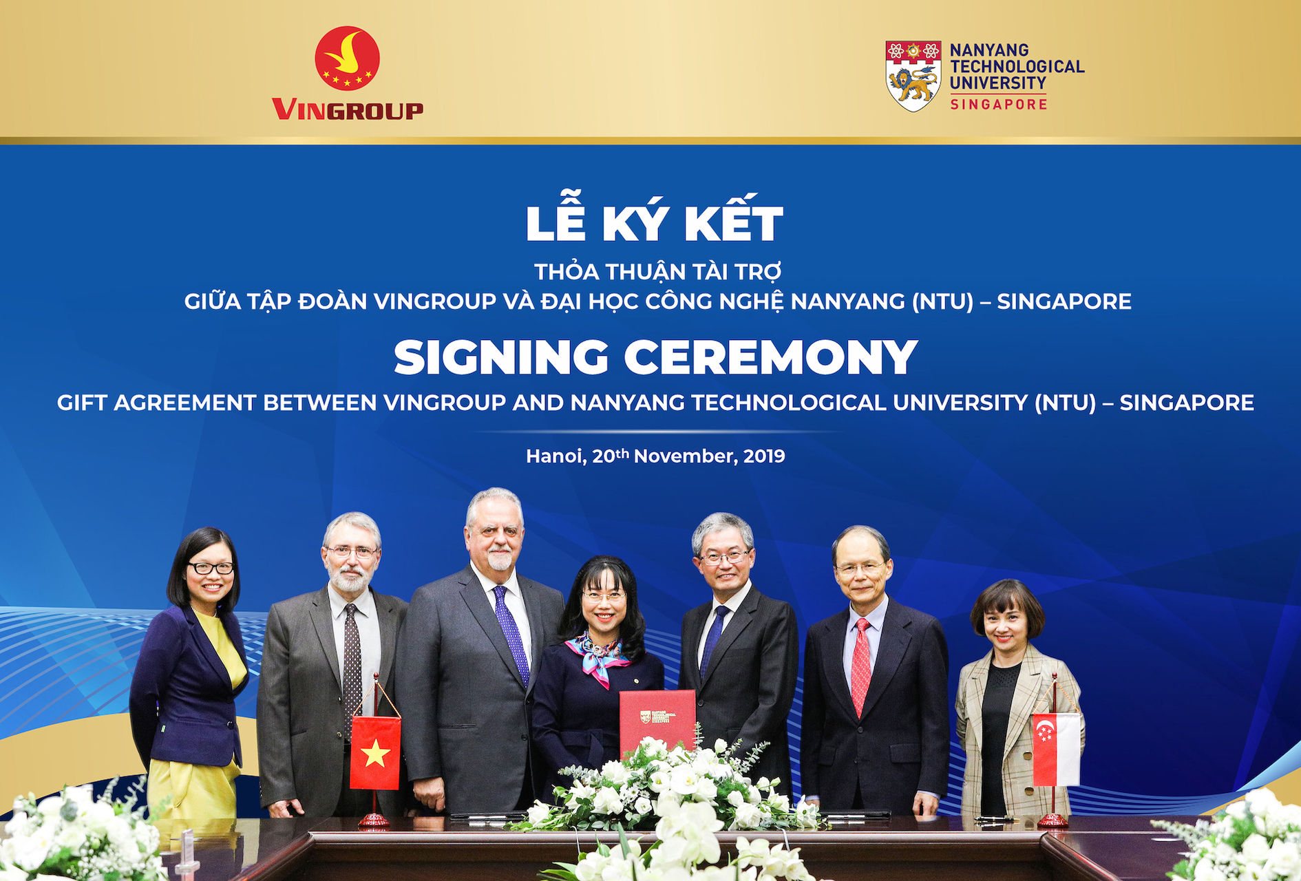 Vingroup tài trợ 5 triệu đô Singapore cho Đại học Công nghệ Nanyang cấp học bổng toàn phần bậc sau đại học cho nhân tài Việt Nam