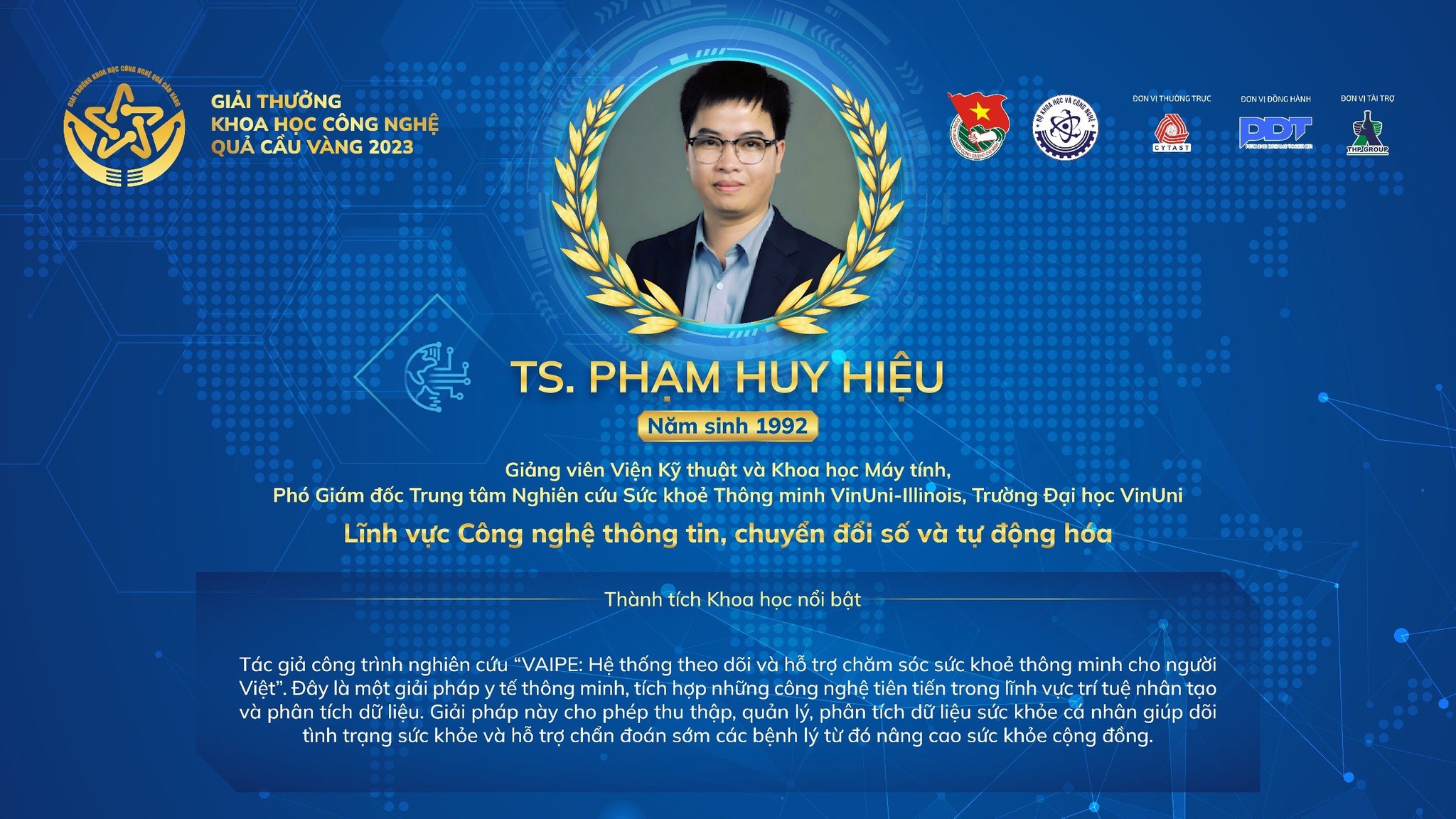 Giảng viên VinUni giành Giải thưởng Khoa học Công nghệ Quả Cầu Vàng 2023 